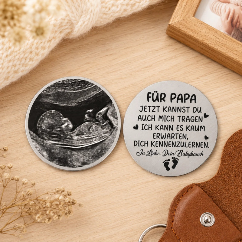 Personalisierter Taschenknuddler mit Foto – Geschenk für Papa – Bis bald, Papa