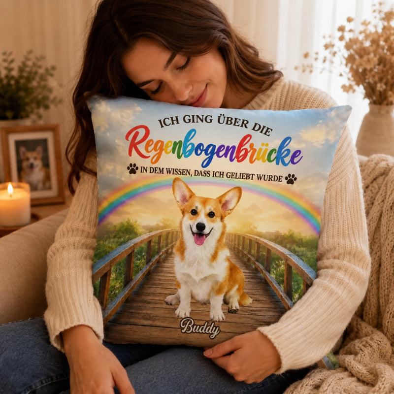 Personalisiertes Taschenkissen mit Foto – Gedenkgeschenke | Erinnerung an Haustier – Für immer geliebt