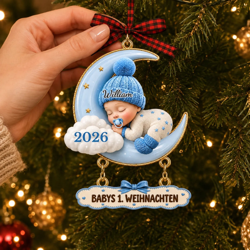 Personalisierter Holzanhänger mit Schildchen – Weihnachtsgeschenk für Babys – Babys erstes Weihnachten