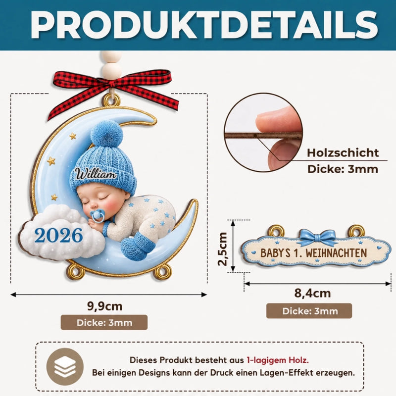 Personalisierter Holzanhänger mit Schildchen – Weihnachtsgeschenk für Babys – Babys erstes Weihnachten