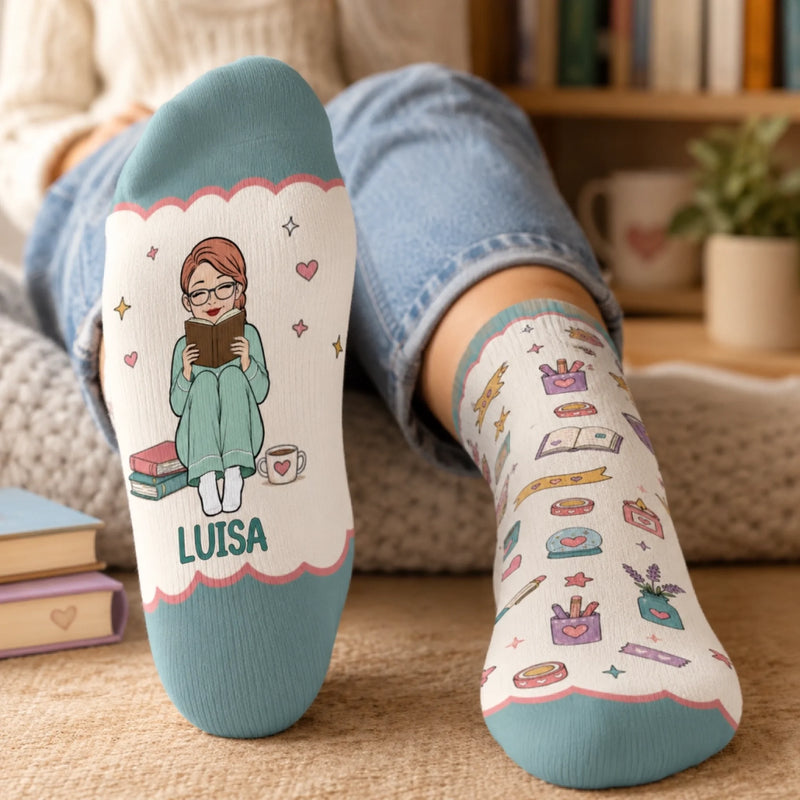Personalisierte Socken – Geschenk für Buchliebhaber – Lesen, Entspannen