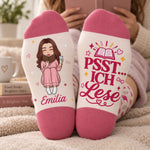 Personalisierte Socken – Geschenk für Buchliebhaber – Seiten voller Glück