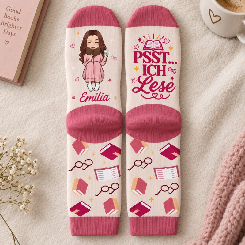 Personalisierte Socken – Geschenk für Buchliebhaber – Seiten voller Glück