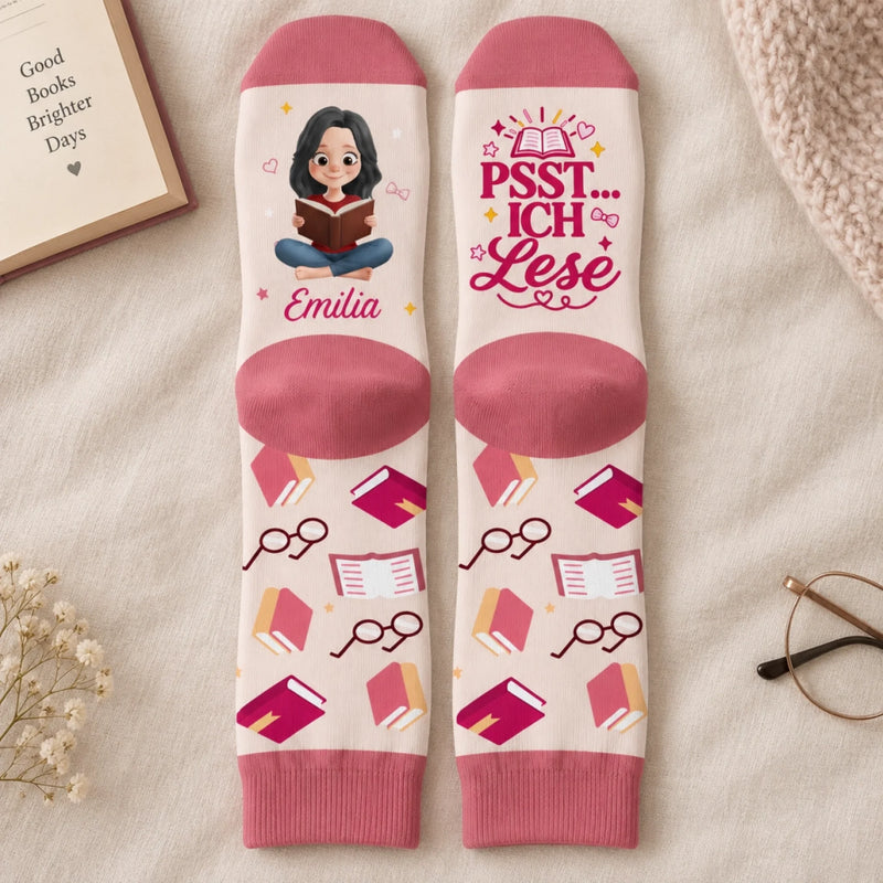 Personalisierte Socken – Geschenk für Buchliebhaber – Heute, Buchzeit