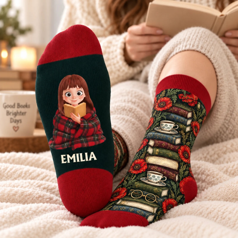 Personalisierte Socken – Geschenk für Buchliebhaber – Bin kurz im Buch