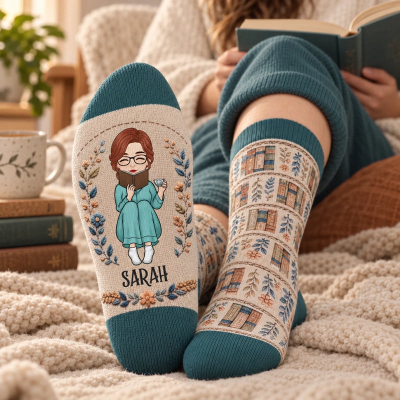 Personalisierte Socken – Geschenk für Buchliebhaber – Mein Herz liest mit