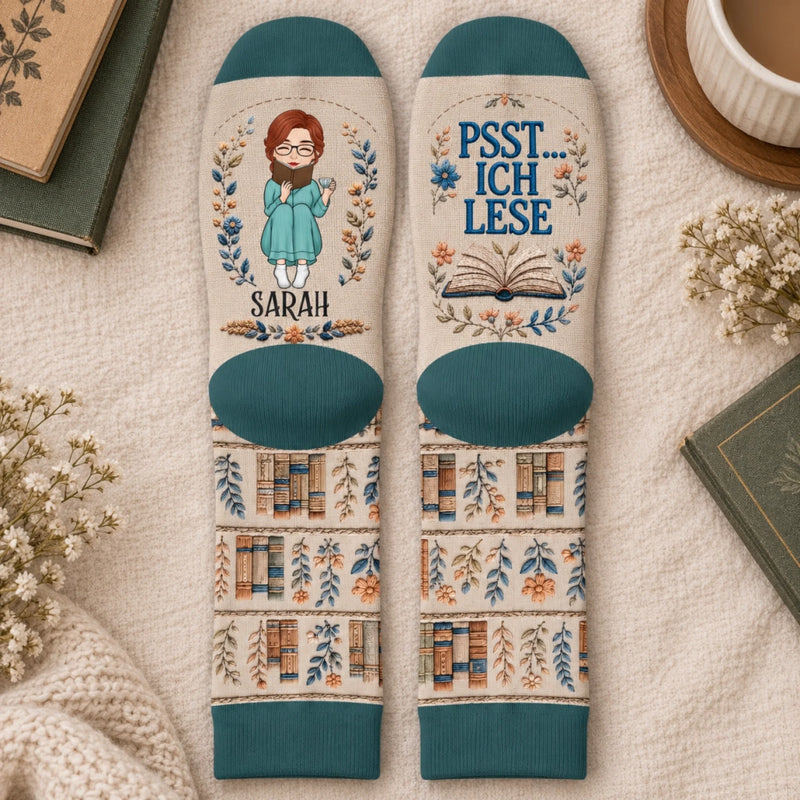 Personalisierte Socken – Geschenk für Buchliebhaber – Mein Herz liest mit