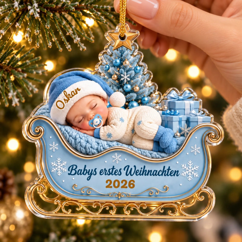 Personalisiertes Acrylornament – Geschenk für Babys & frischgebackene Eltern – Das erste Weihnachtswunder