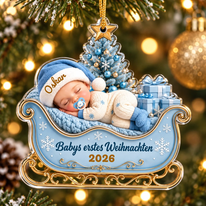 Personalisiertes Acrylornament – Geschenk für Babys & frischgebackene Eltern – Das erste Weihnachtswunder
