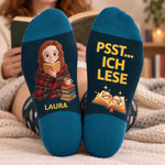 Personalisierte Socken – Geschenk für Buchliebhaber – Seite für Seite glücklich