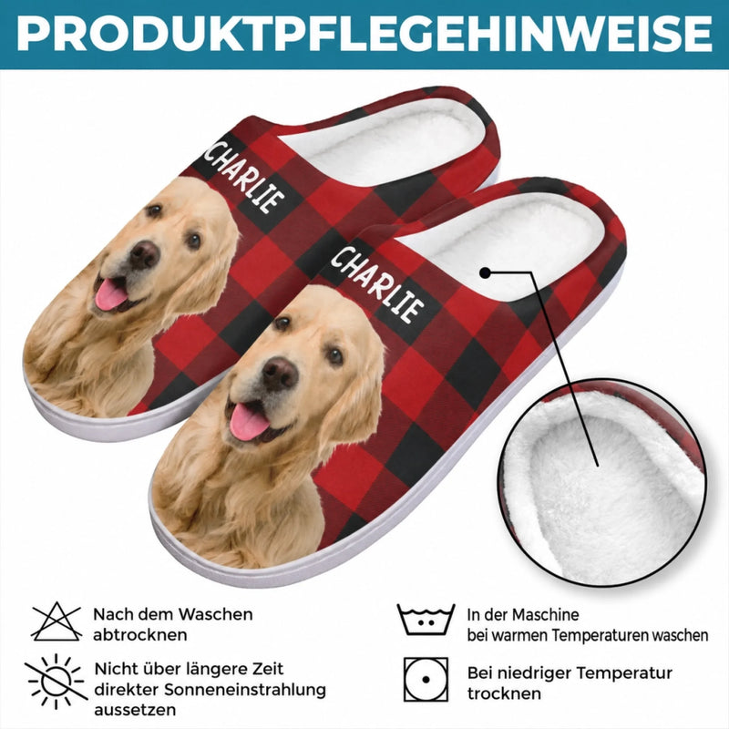 Personalisierte Hausschuhe mit Foto – Geschenk für Haustierbesitzer – Gemütliche Füße, glückliches Herz