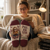 Personalisierte Socken mit Foto – Geschenk für Buchliebhaber – Ruhe, Ich Habe Ein Buch