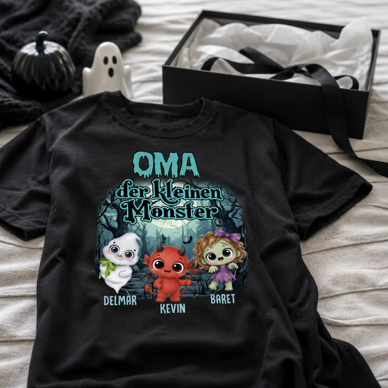 Personalisiertes Unisex-T-Shirt – Halloween Geschenk für Oma, Mama – Kleine Monster ganz groß