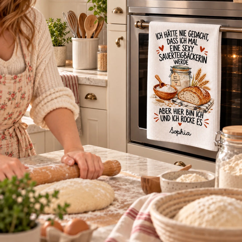 Personalisierte Geschirrtuch - Geschenk für Backliebhaber - Zum Backen Geboren