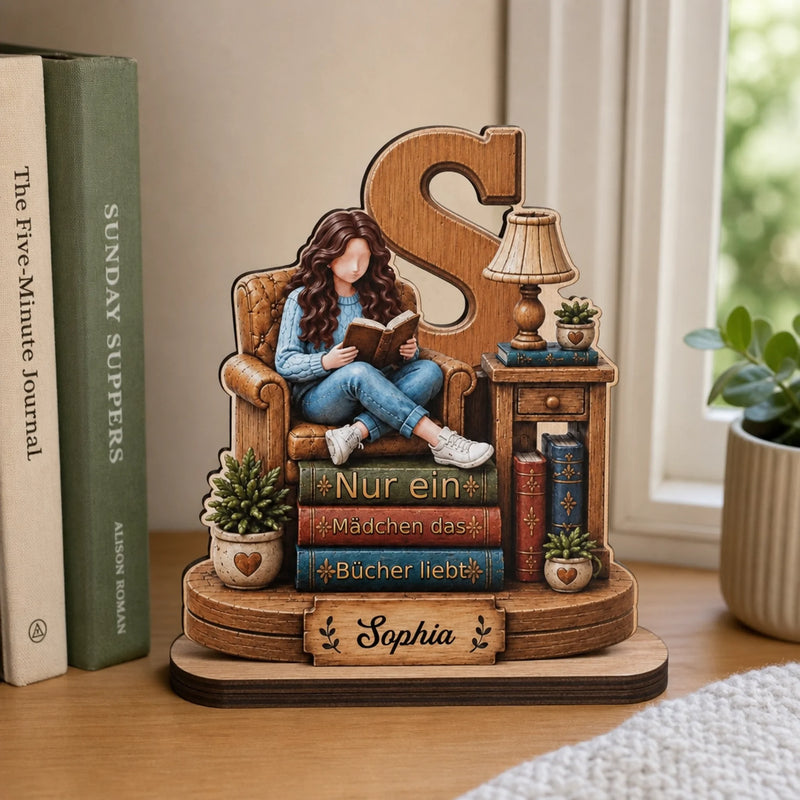Personalisierte zweilagige Holzplakette - Geschenke für Buchliebhaber - Meine Welt steckt voller Bücher