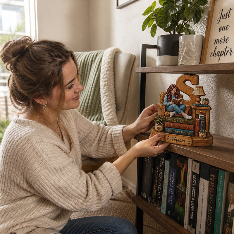 Personalisierte zweilagige Holzplakette - Geschenke für Buchliebhaber - Meine Welt steckt voller Bücher