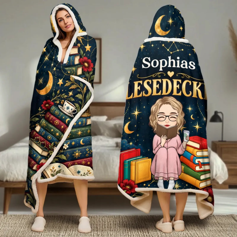 Personalisierte Affirmationsdecke, Hoodiedecke - Geschenk für Buchliebhaber - Verloren Zwischen Den Seiten