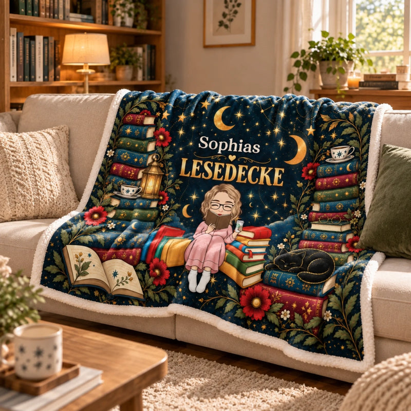 Personalisierte Affirmationsdecke, Hoodiedecke - Geschenk für Buchliebhaber - Verloren Zwischen Den Seiten