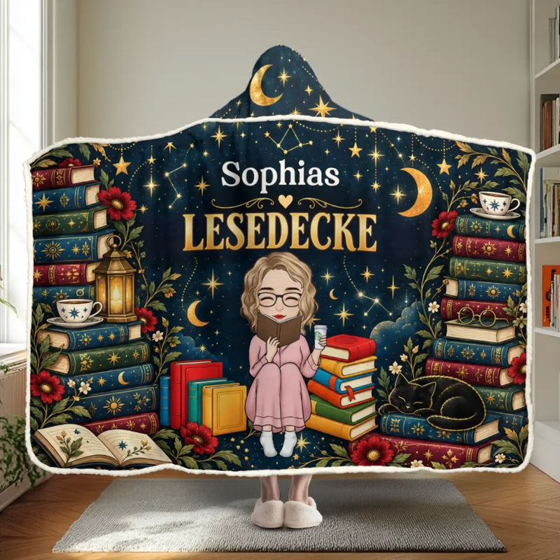 Personalisierte Affirmationsdecke, Hoodiedecke - Geschenk für Buchliebhaber - Verloren Zwischen Den Seiten
