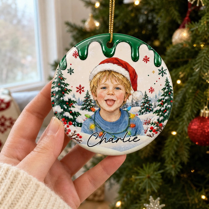 Personalisiertes Keramikornament mit Foto – Geschenke für Kinder - Kleine Herzen Voller Freude