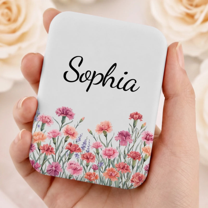 Personalisierte LED Taschenspiegel - Geschenk für Schwestern, Freundinnen - Schönheit unterwegs