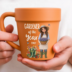 Custom Photo Name Gardener of the Year Gifts for Gardeners - Personalized Plant Pot Ceramic Mug