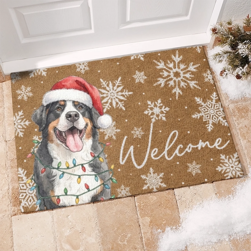 Personalisierte Fußmatte mit Foto – Geschenk für Haustierbesitze – Pfoten und festliche Weihnachtsfreude