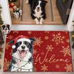 Personalisierte Fußmatte mit Foto – Geschenk für Haustierbesitze – Pfoten und festliche Weihnachtsfreude