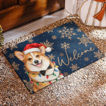 Personalisierte Fußmatte mit Foto – Geschenk für Haustierbesitze – Pfoten und festliche Weihnachtsfreude