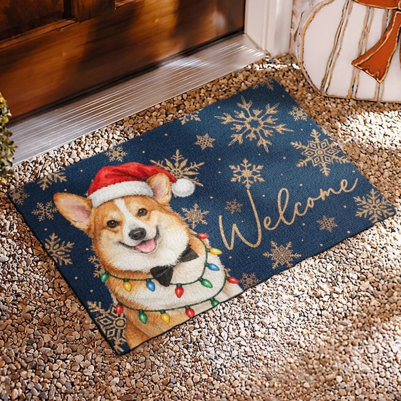 Personalisierte Fußmatte mit Foto – Geschenk für Haustierbesitze – Pfoten und festliche Weihnachtsfreude