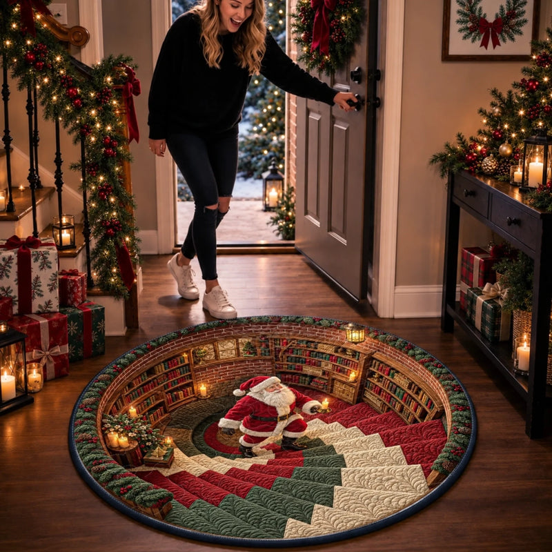 Personalisierte Runde Steppdecke – Weihnachtsgeschenk für Familie – Wo Weihnachten Magisch Wird