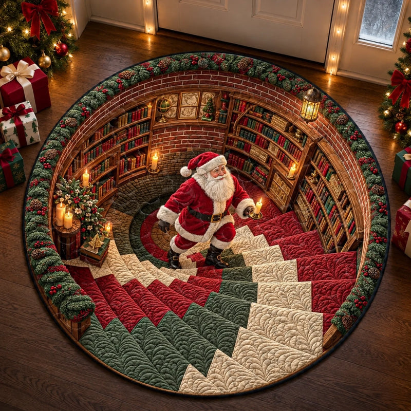 Personalisierte Runde Steppdecke – Weihnachtsgeschenk für Familie – Wo Weihnachten Magisch Wird