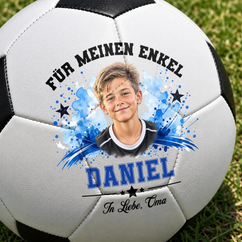 Personalisierter Fußball mit Foto – Geschenk für Sohn, Enkel - Immer An Deiner Seite