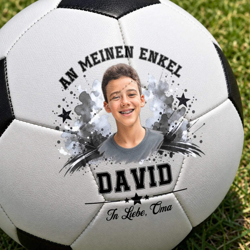 Personalisierter Fußball mit Foto – Geschenk für Enkel, Enkelin - Du Kannst Alles Schaffen