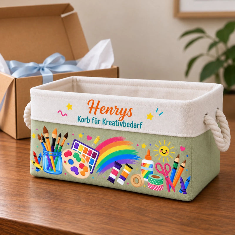 Personalisierter Aufbewahrungskorb – Geschenk für Kinder – Zum Kreativsein Geboren