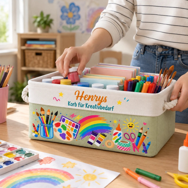 Personalisierter Aufbewahrungskorb – Geschenk für Kinder – Zum Kreativsein Geboren