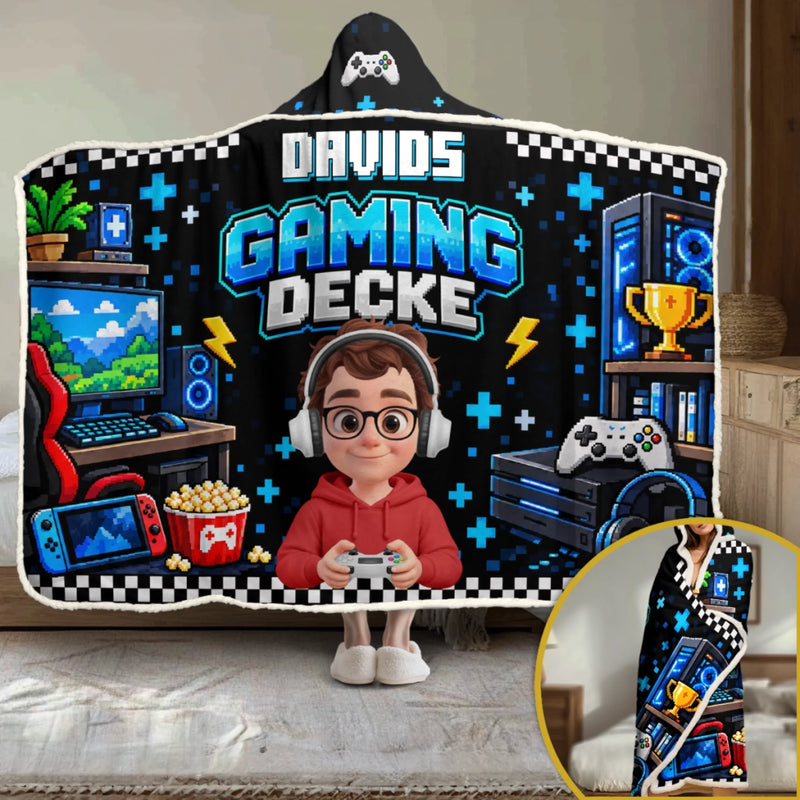 Personalisierte Affirmationsdecke, Hoodiedecke - Geschenk für Gamer – Geboren Zum Zocken