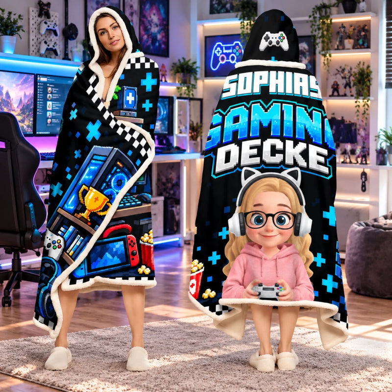 Personalisierte Affirmationsdecke, Hoodiedecke - Geschenk für Gamer – Geboren Zum Zocken