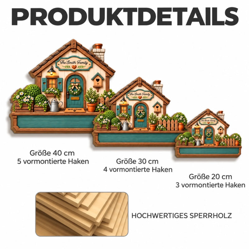 Personalisierte Schlüsselbrett aus Holz – Geschenk für Familie - Zuhause ist es am schönsten