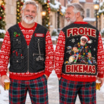 Personalisierter Weihnachtspullover mit Foto – Weihnachtsgeschenk für Motorradliebhaber, Männer – Weihnachten auf zwei Rädern