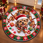 Personalisierte Runde Steppdecke mit Foto – Geschenk für Haustierbesitzer – Pfoten voller Weihnachtszauber