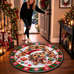 Personalisierte Runde Steppdecke mit Foto – Geschenk für Haustierbesitzer – Pfoten voller Weihnachtszauber