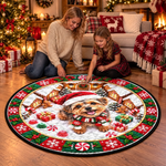 Personalisierte Runde Steppdecke mit Foto – Geschenk für Haustierbesitzer – Pfoten voller Weihnachtszauber